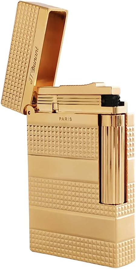 Classic Metal Lighter, Clear Sound, Refillable, Lighter for Candles, Adjustable Soft Flame, Gift Collection for Men Dad Boyfriend Husband (Gold)