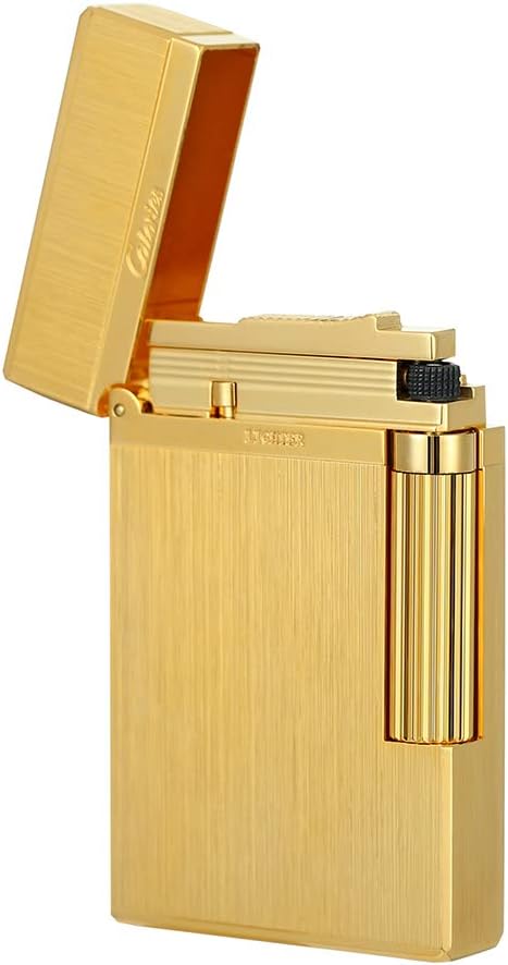 Premium Brass Lighter, Adjustable Soft Flame, Classic Ping Sound, Elegant Gift for Men, Father, Husband, Boyfriend (Gold)