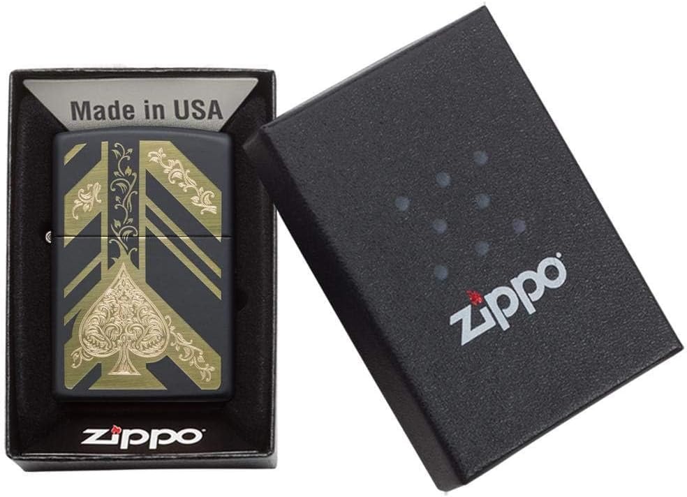 Personalized Zippo Ace of Spades Classic Oil Windproof Lighter Free Engraving - Christmas, Halloween & Valentines Day Gift (Black MATT)