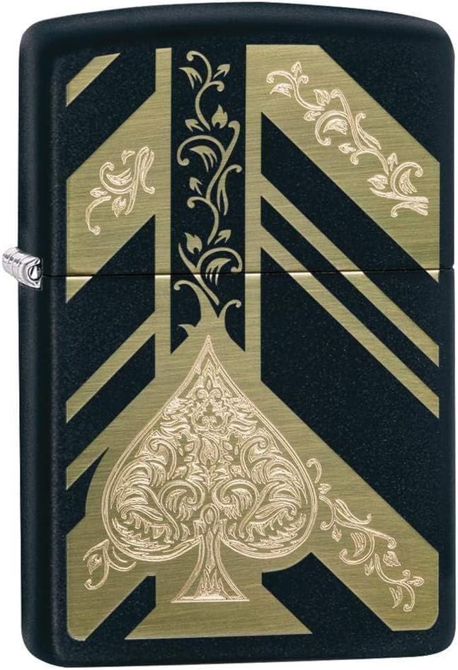 Personalized Zippo Ace of Spades Classic Oil Windproof Lighter Free Engraving - Christmas, Halloween & Valentines Day Gift (Black MATT)