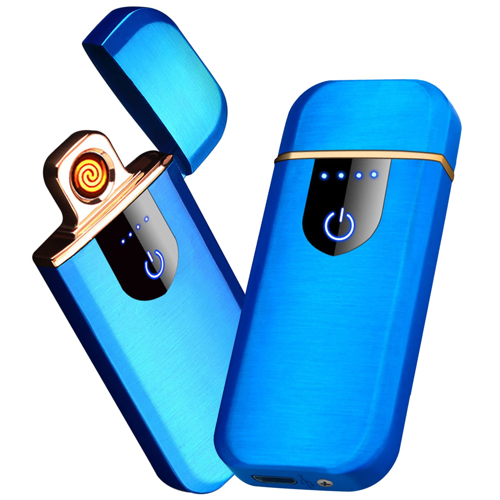 Electric Lighter, Smart USB Rechargeable, Mini Touch Ignition Windproof Flameless Plasma Lighter with Battery Indicator for Men Father Gifts (Pure Black)