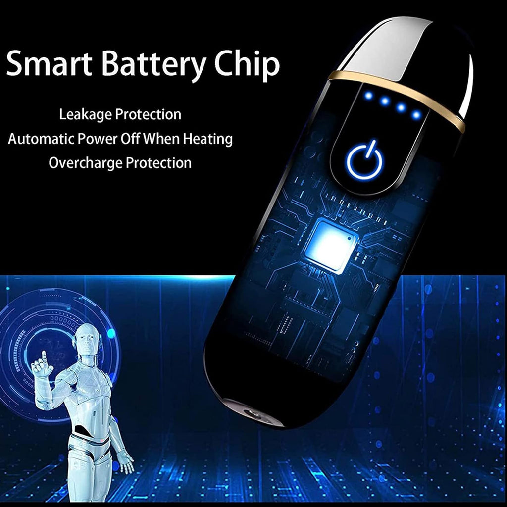 Electric Lighter, Smart USB Rechargeable, Mini Touch Ignition Windproof Flameless Plasma Lighter with Battery Indicator for Men Father Gifts (Pure Black)
