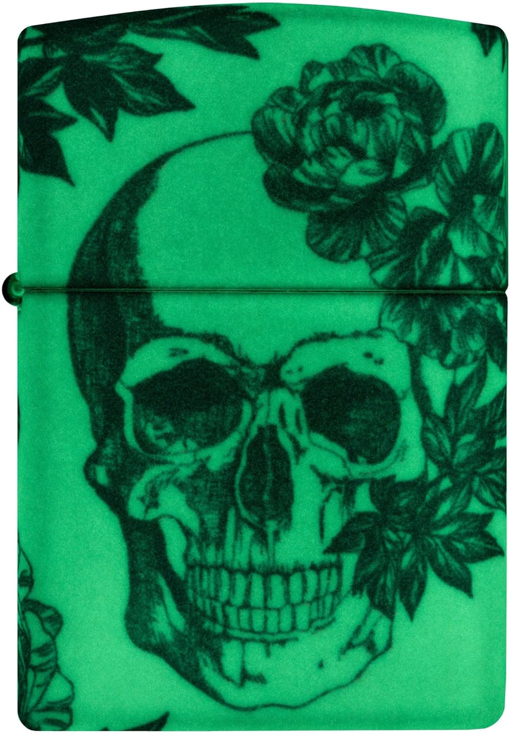 Zippo Lighter: Skull and Flowers, Glow-in-The-Dark - 540 Color 46037