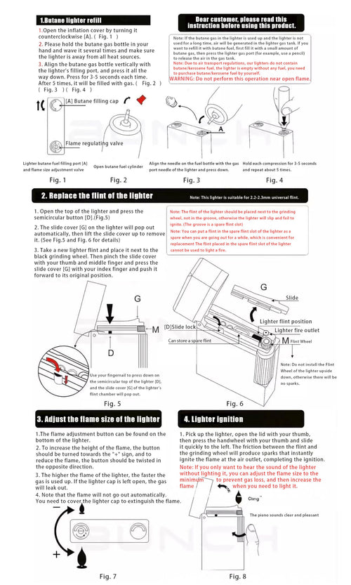Classic Brass Lighter Hammered Texture Carved Vintage Side Slide Ignition Butane Refillable Lighter for Men, Dad, Husband, Unique Collectible,Gold